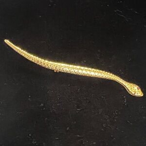 Vintage Gold Snake Reptile with red garnet ruby  glass ?? Eyes